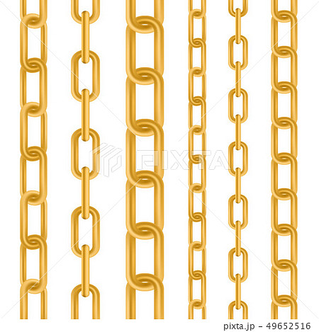 Creative illustration of gold metallic dangling chain links set isolated on background. Art design 49652516