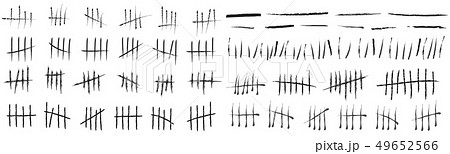 Creative illustration of counting waiting tally number marks isolated on background. Crossed out 49652566
