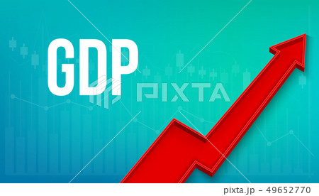Creative illustration of GDP - gross domestic product text with 3d arrow financial growth, graphic 49652770