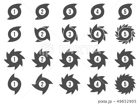 Creative illustration of hurricane scale indication icon symbol set isolated on background. Art Creative illustration of hurricane scale indication icon symbol set isolated on background. Art 49652905