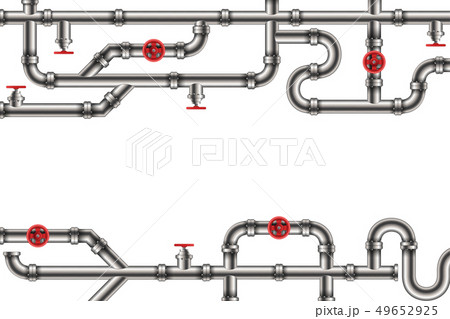 Creative illustration of industrial oil, water, gas pipe system and ware pipeline fittings, valves 49652925
