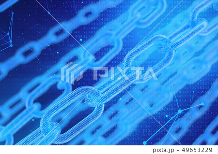 3D illustration digital blockchain code. Chain links network. Binary code on the background. Concept 3D illustration digital blockchain code. Chain links network. Binary code on the background. Concept 49653229