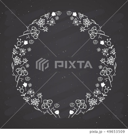 Round flower Frame hand drawn sketch doodles. Round flower Frame hand drawn sketch doodles. 49653509