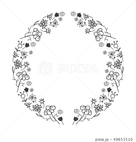 Round flower Frame hand drawn sketch doodles. Round flower Frame hand drawn sketch doodles. 49653510