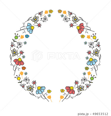 Round flower Frame hand drawn sketch doodles. Round flower Frame hand drawn sketch doodles. 49653512