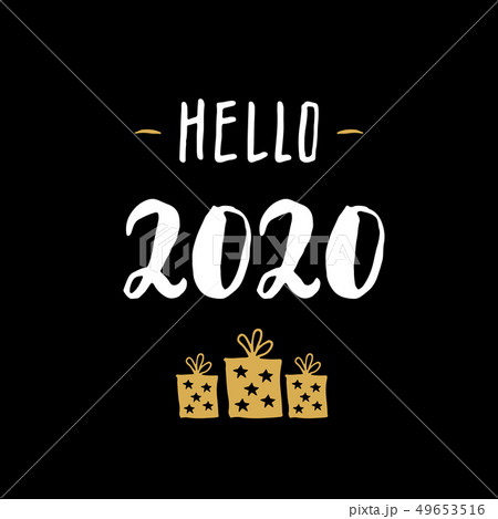 New Year greeting card, hello 2020. Typographic New Year greeting card, hello 2020. Typographic 49653516