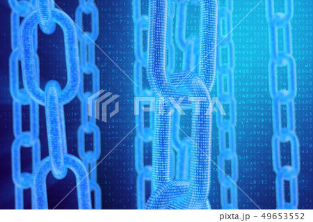 3D illustration digital blockchain code. Chain links network. Binary code on the background. Concept 49653552