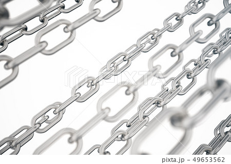 3D illustration metal chains. Metal, steel chains isolated on white background. Metal chains for 49653562