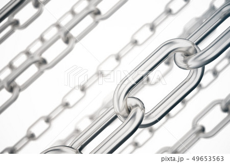 3D illustration metal chains. Metal, steel chains isolated on white background. Metal chains for 49653563