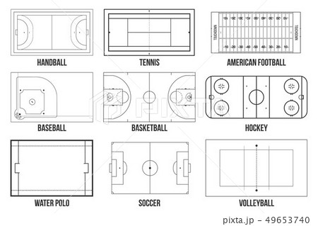 Creative illustration of sport game fields marking isolated on background. Graphic element for 49653740