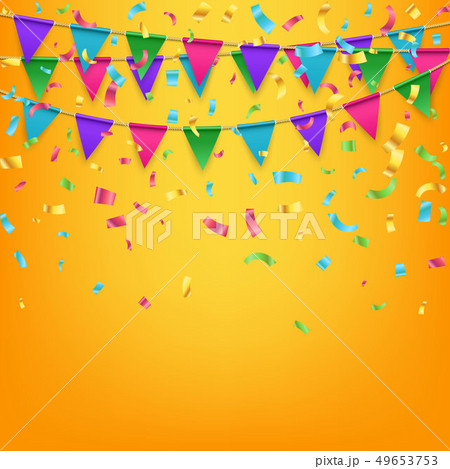 Creative illustration of realistic flag, buntings garland with shadow isolated on background. Art Creative illustration of realistic flag, buntings garland with shadow isolated on background. Art 49653753