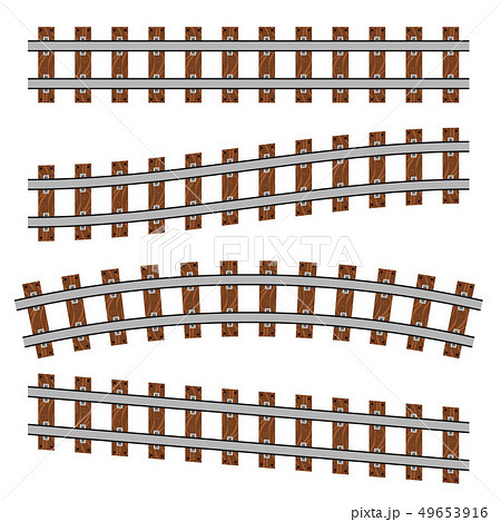 Creative illustration of curved railroad isolated on background. Straight tracks art design. Own 49653916