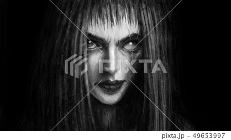 Pretty face of scarred girl appears from darkness Pretty face of scarred girl appears from darkness 49653997