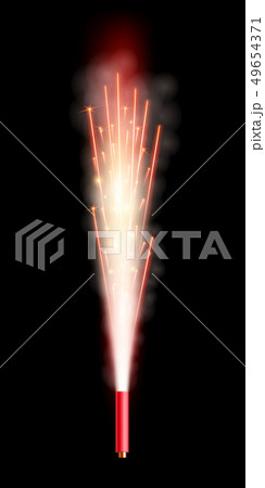 Creative illustration of firework fountain of sparks salute isolated on background. Art design 49654371