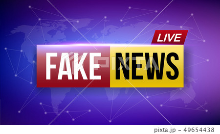 Creative illustration of fake news live broadcasting television screen isolated on background. Art 49654438