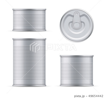 Creative illustration metal tin can of tuna top and front view isolated on background. Art design Creative illustration metal tin can of tuna top and front view isolated on background. Art design 49654442