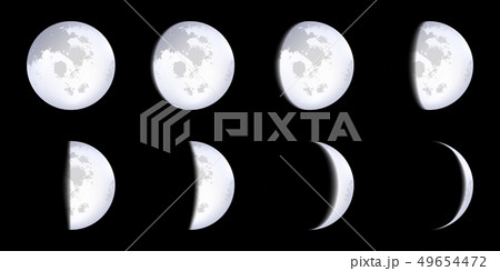 Creative illustration of realistic moon phases schemes isolated on background. Art design lunar 49654472