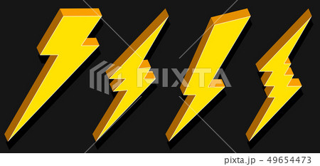 Creative illustration of thunder and bolt lighting flash icon set isolated on background. Art design 49654473