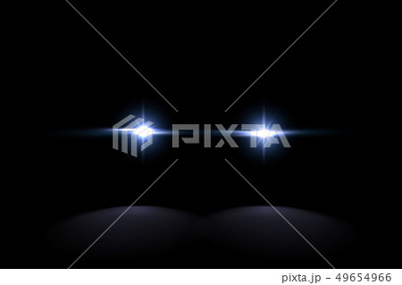Creative illustration of police car silhouette headlights, blinking isolated on background. Glowing 49654966