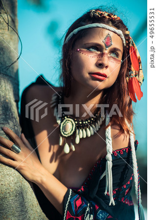Portrait of a beautiful ethnic woman 49655531