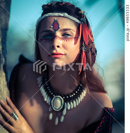 Portrait of a beautiful ethnic woman Portrait of a beautiful ethnic woman 49655533