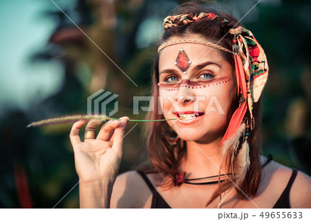 Portrait of a beautiful ethnic woman 49655633