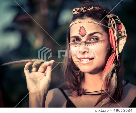 Portrait of a beautiful ethnic woman Portrait of a beautiful ethnic woman 49655634