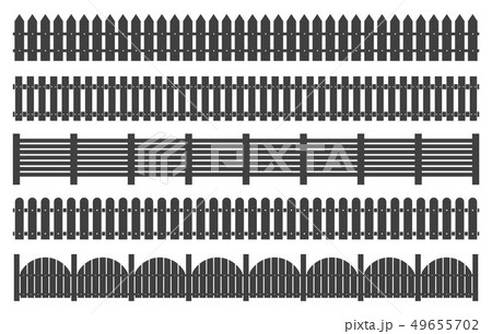 Creative illustration of rural wooden fences, pickets isolated on background. Art design. Garden 49655702