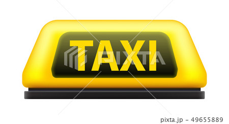 Creative illustration of yellow taxi service car roof sign on the street at night blurred lighting Creative illustration of yellow taxi service car roof sign on the street at night blurred lighting 49655889