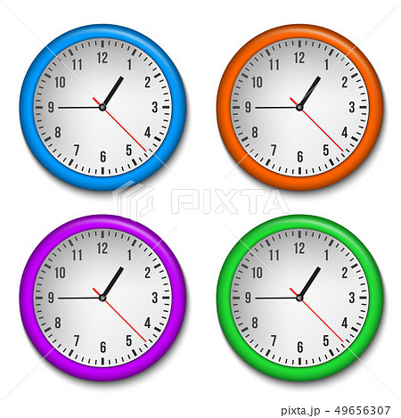 Creative illustration of top view simple classic wall office clock isolated on background. Art Creative illustration of top view simple classic wall office clock isolated on background. Art 49656307