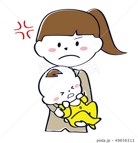 スーツを着たポニーテールのママ　待機児童で怒る　上半身 49656311