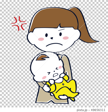 スーツを着たポニーテールのママ　待機児童で怒る　上半身 49656311