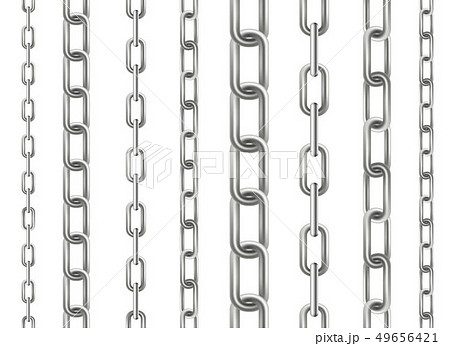 Creative illustration of metallic dangling chain links set isolated on background. Art design 49656421