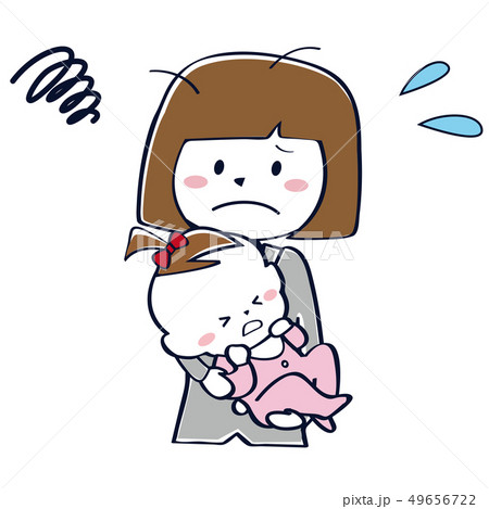 スーツを着たおかっぱのママ　待機児童で困る　上半身 49656722