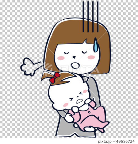 スーツを着たおかっぱのママ　待機児童でため息　上半身 49656724