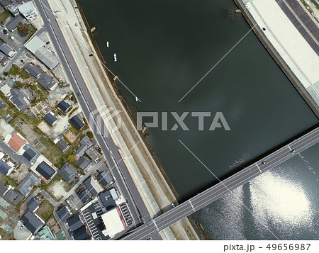 薩摩川内市の中心部空撮 49656987