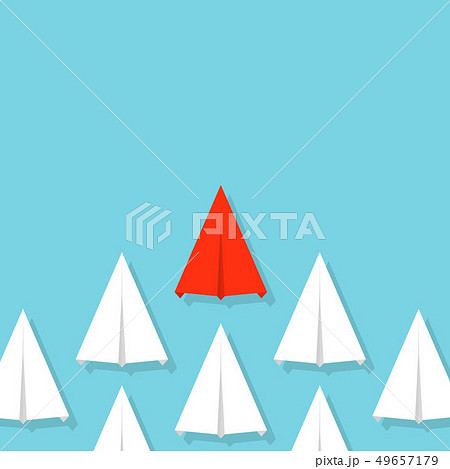 Creative illustration of crowd paper plane. Concept of leadership, teamwork and courage. Art design 49657179