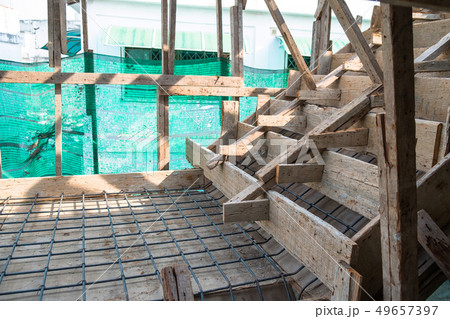 Mesh Metal Grid Wire Steel for a Concrete Stairs. 49657397