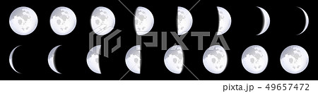 Creative illustration of realistic moon phases schemes isolated on background. Art design lunar 49657472
