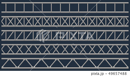 Creative illustration of steel truss girder, chrome pipes isolated on background. Art design 49657488