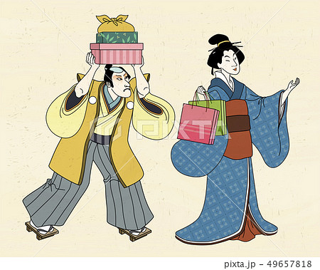 Shopping woman in ukiyo-e style Shopping woman in ukiyo-e style 49657818