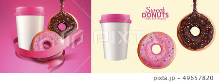 Sweet donut and take out coffee 49657820
