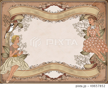 Graceful women having afternoon tea 49657852