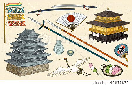 Japanese cultural symbols 49657872