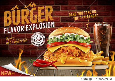 Delicious fried chicken burger set 49657918