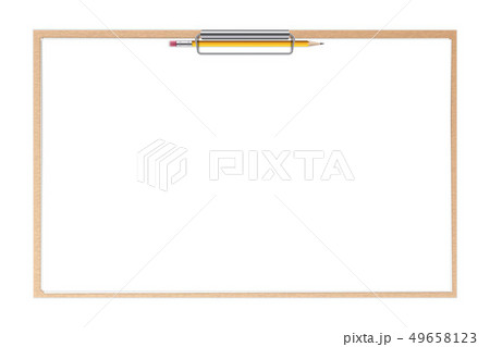 Creative illustration of realistic clipboard with paper sheets and pen with isolated on background 49658123