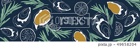 Oysters banner vector template Oysters banner vector template 49658204