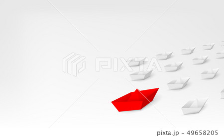 Creative illustration of 3d red paper ship leading among white isolated on background. Business Creative illustration of 3d red paper ship leading among white isolated on background. Business 49658205