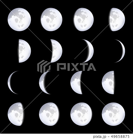 Creative illustration of realistic moon phases schemes isolated on background. Art design lunar Creative illustration of realistic moon phases schemes isolated on background. Art design lunar 49658875