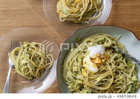 アボカドとひきわり納豆のパスタ 49659649